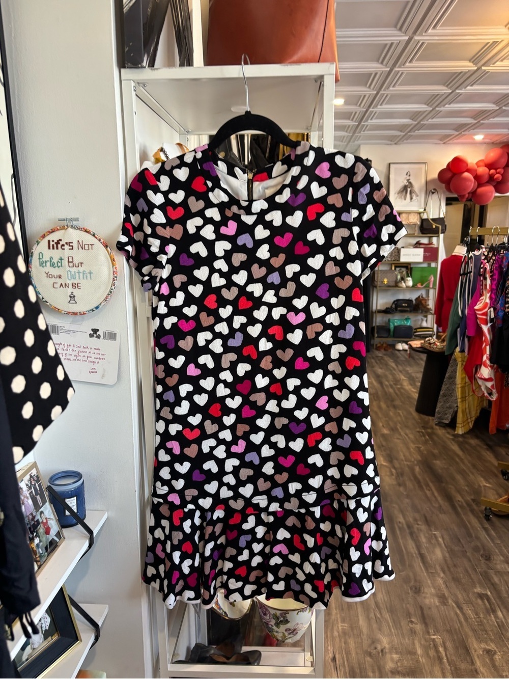 kate spade Black Dress with Multicolor Heart Print